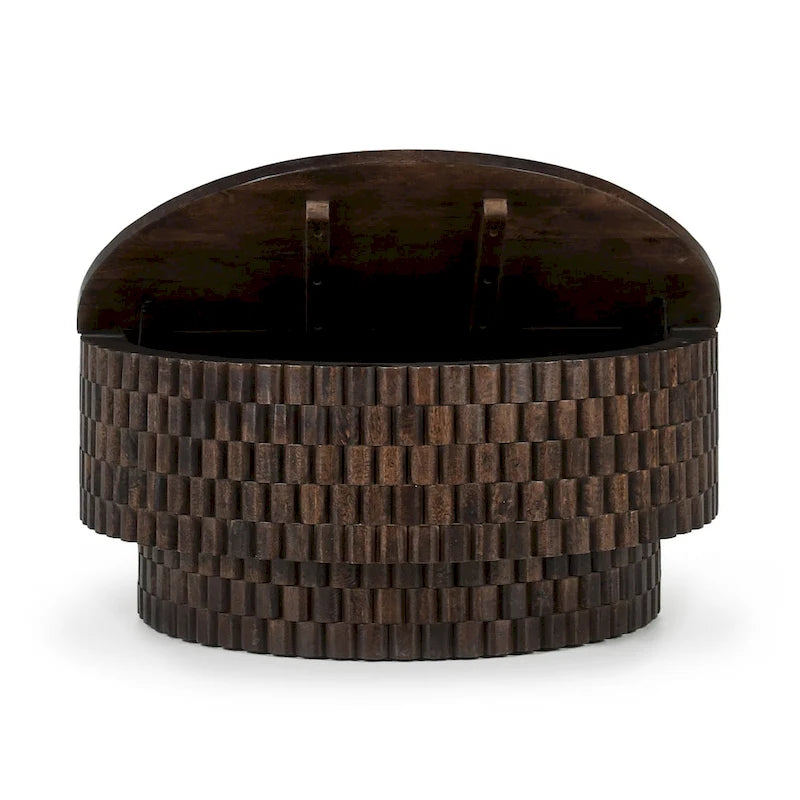 Table basse ronde en manguier de 40" avec rangement intérieur