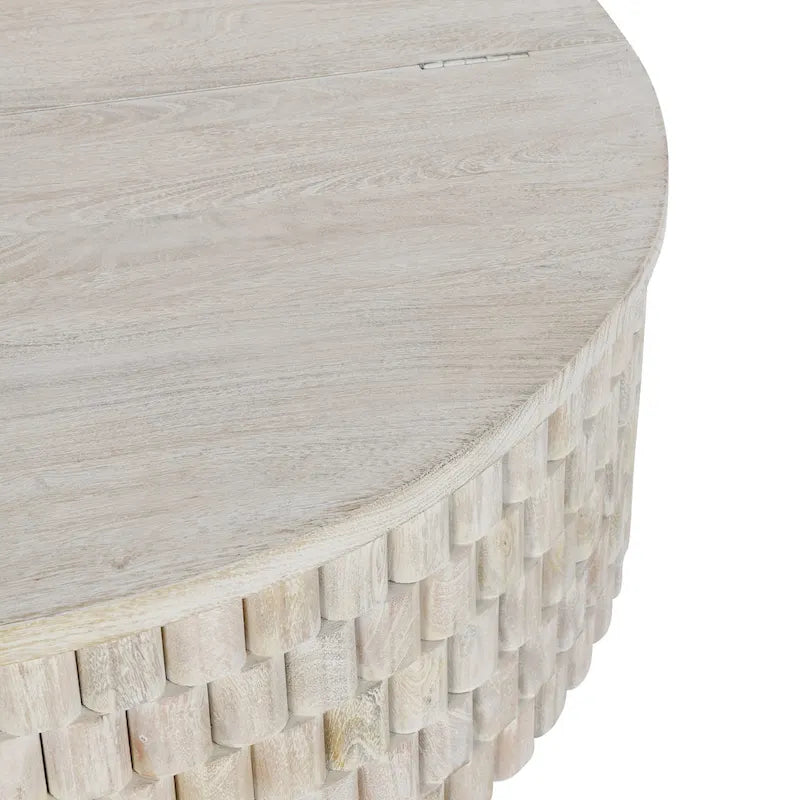 Table basse ronde en manguier de 40" avec rangement intérieur