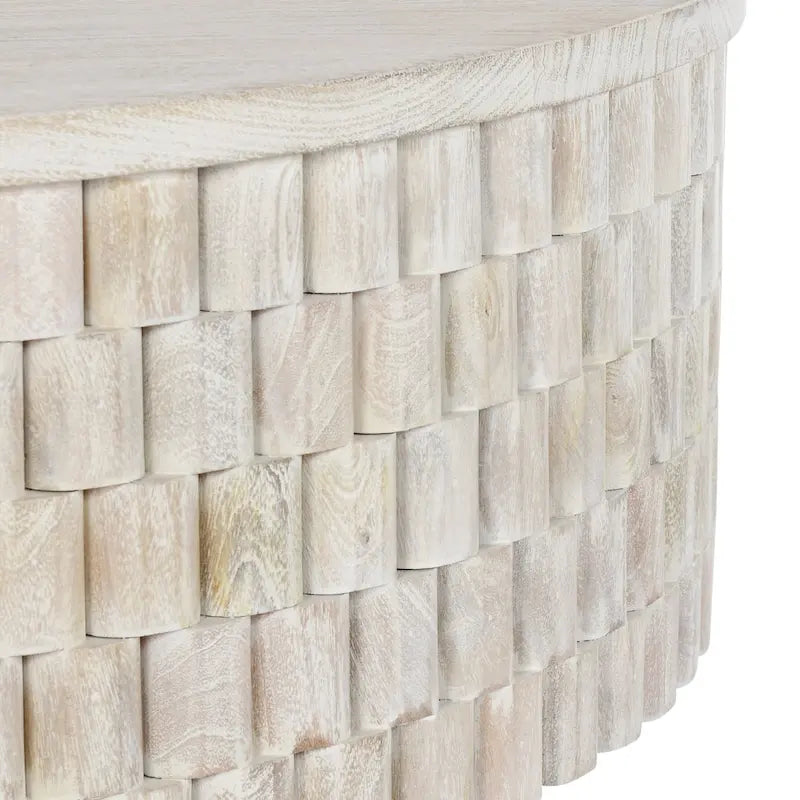 Table basse ronde en manguier de 40" avec rangement intérieur