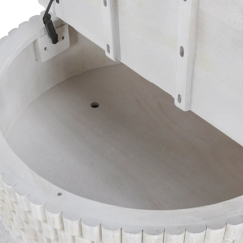 Table basse ronde en manguier de 40" avec rangement intérieur