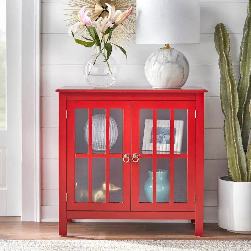 Vitrine à 2 portes avec étagère fixe