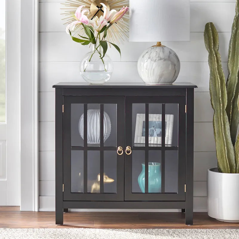 Vitrine à 2 portes avec étagère fixe