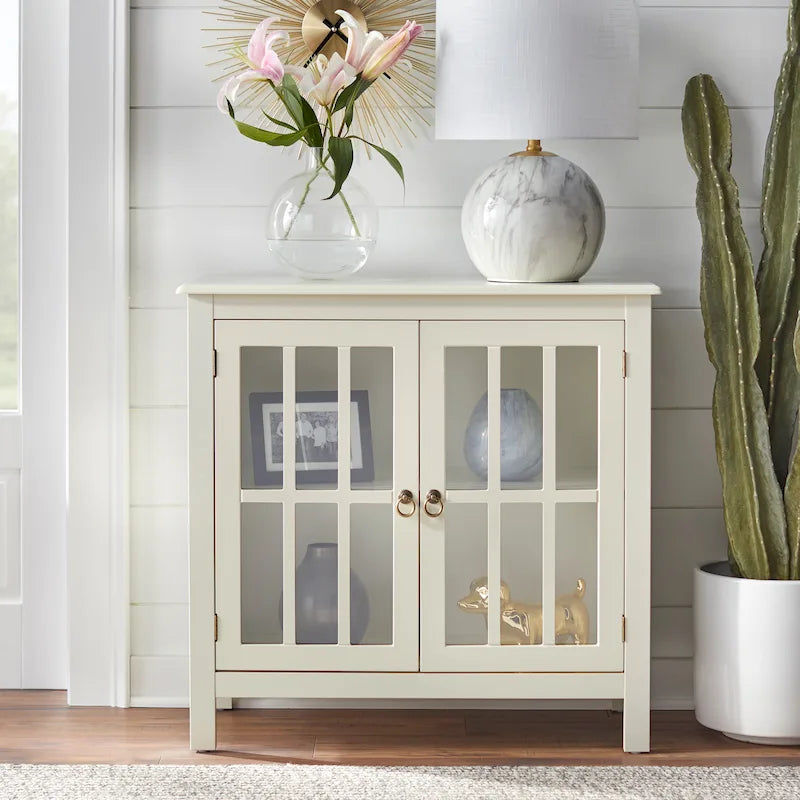 Vitrine à 2 portes avec étagère fixe