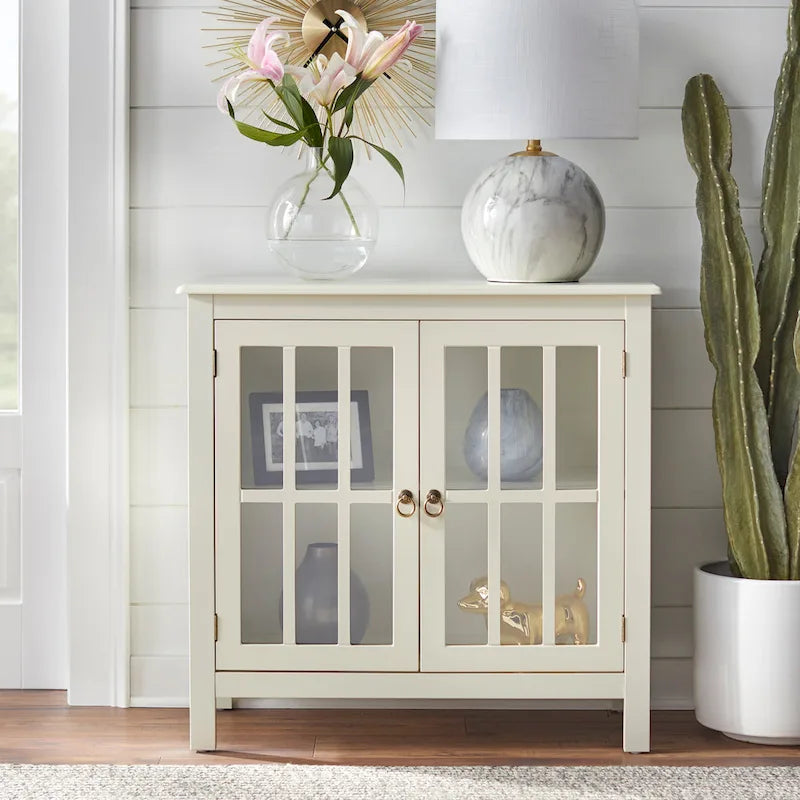 Vitrine à 2 portes avec étagère fixe