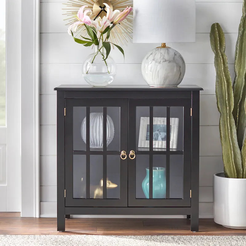Vitrine à 2 portes avec étagère fixe