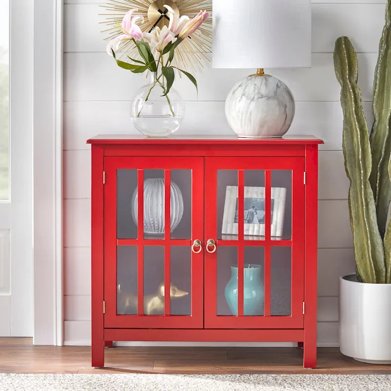 Vitrine à 2 portes avec étagère fixe