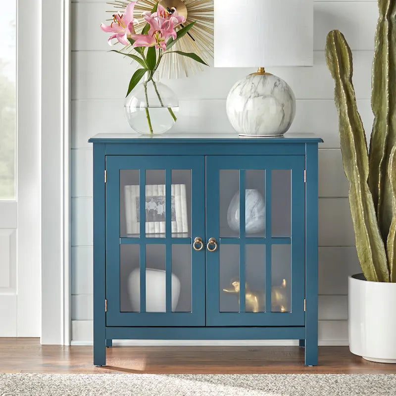 Vitrine à 2 portes avec étagère fixe
