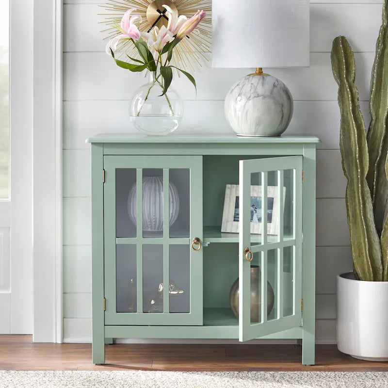 Vitrine à 2 portes avec étagère fixe