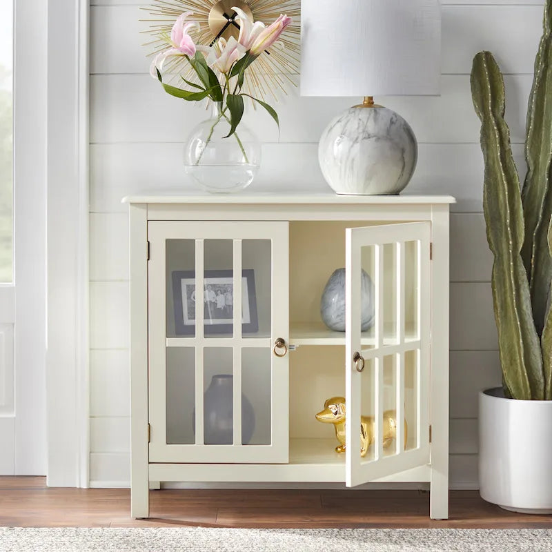 Vitrine à 2 portes avec étagère fixe
