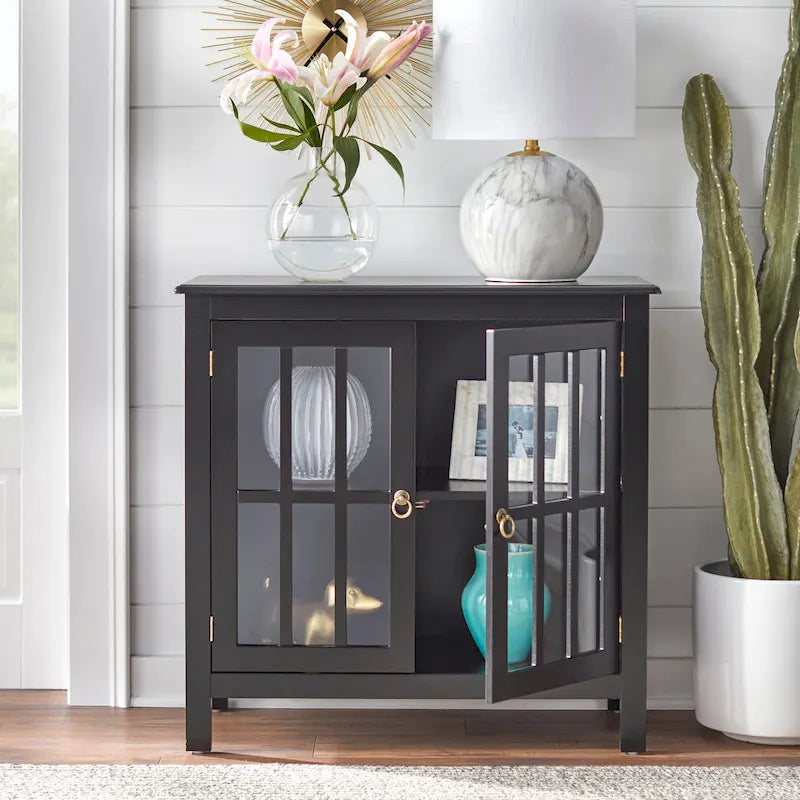 Vitrine à 2 portes avec étagère fixe