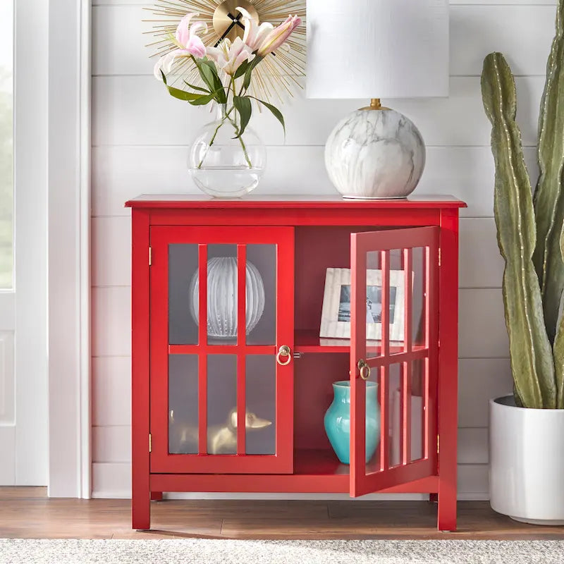 Vitrine à 2 portes avec étagère fixe