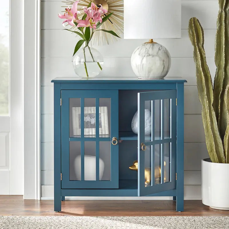 Vitrine à 2 portes avec étagère fixe