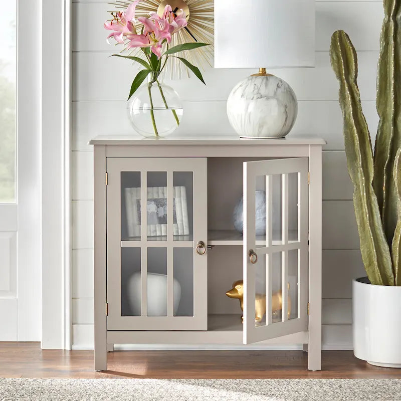 Vitrine à 2 portes avec étagère fixe
