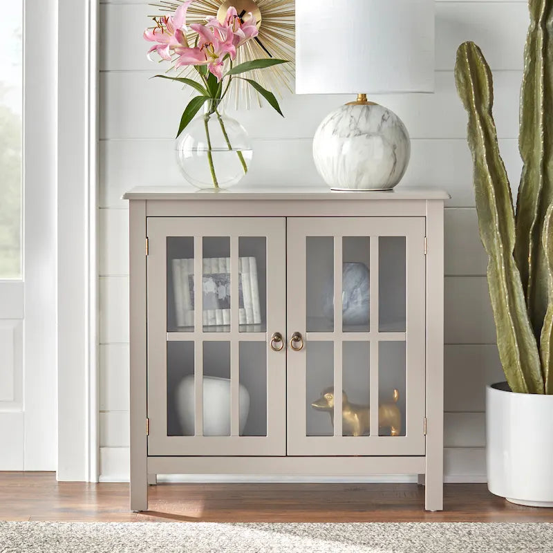 Vitrine à 2 portes avec étagère fixe