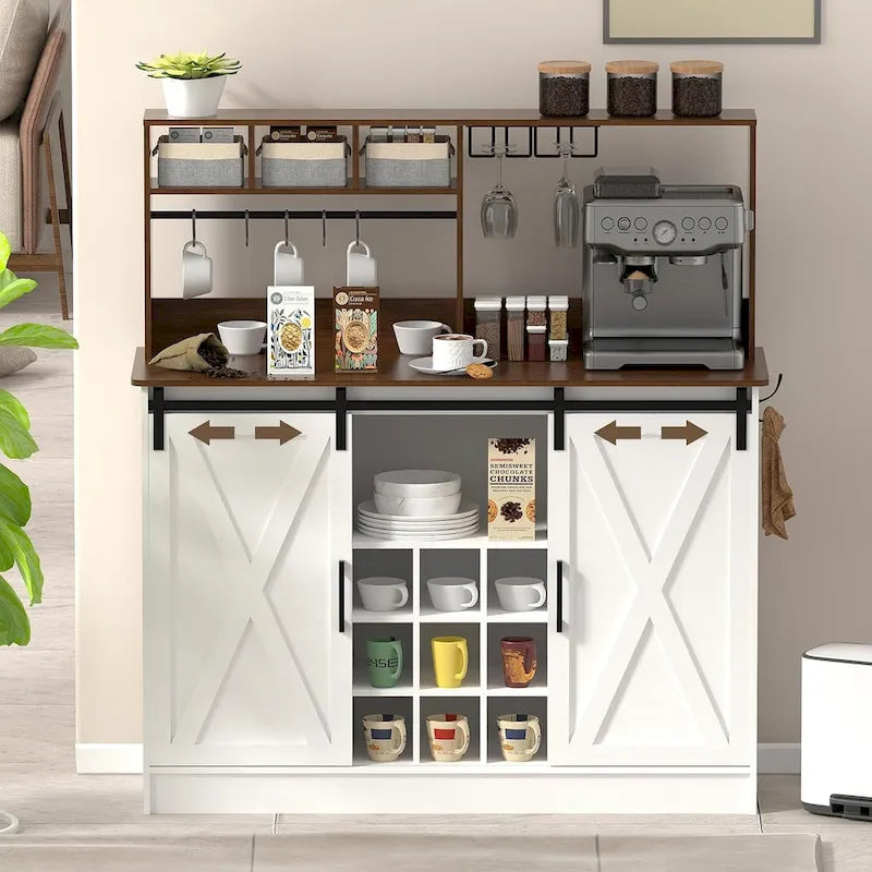 Meuble de bar à café de 120 cm avec lumières LED et prise de courant