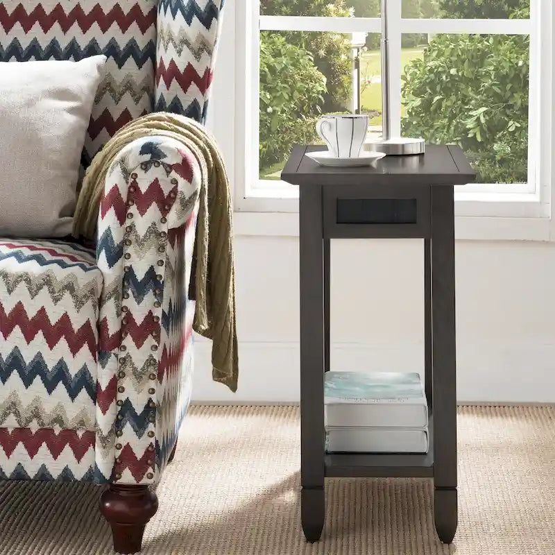 Table d'appoint rustique en ardoise avec ports de charge USB-C et CA