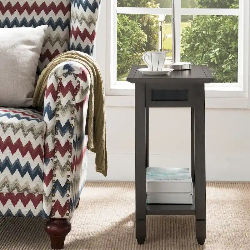 Table d'appoint rustique en ardoise avec ports de charge USB-C et CA