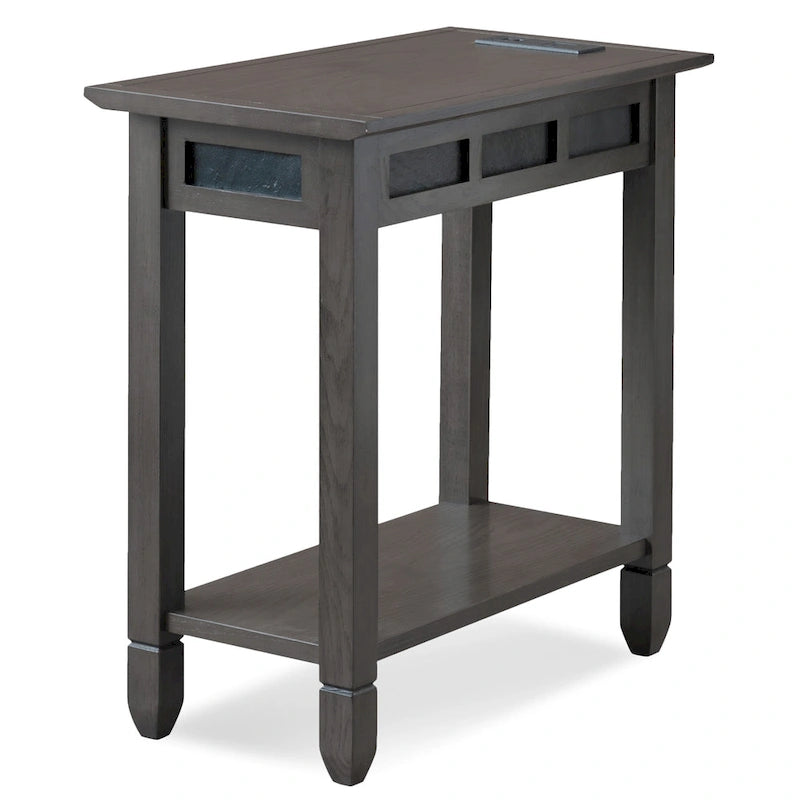 Table d'appoint rustique en ardoise avec ports de charge USB-C et CA