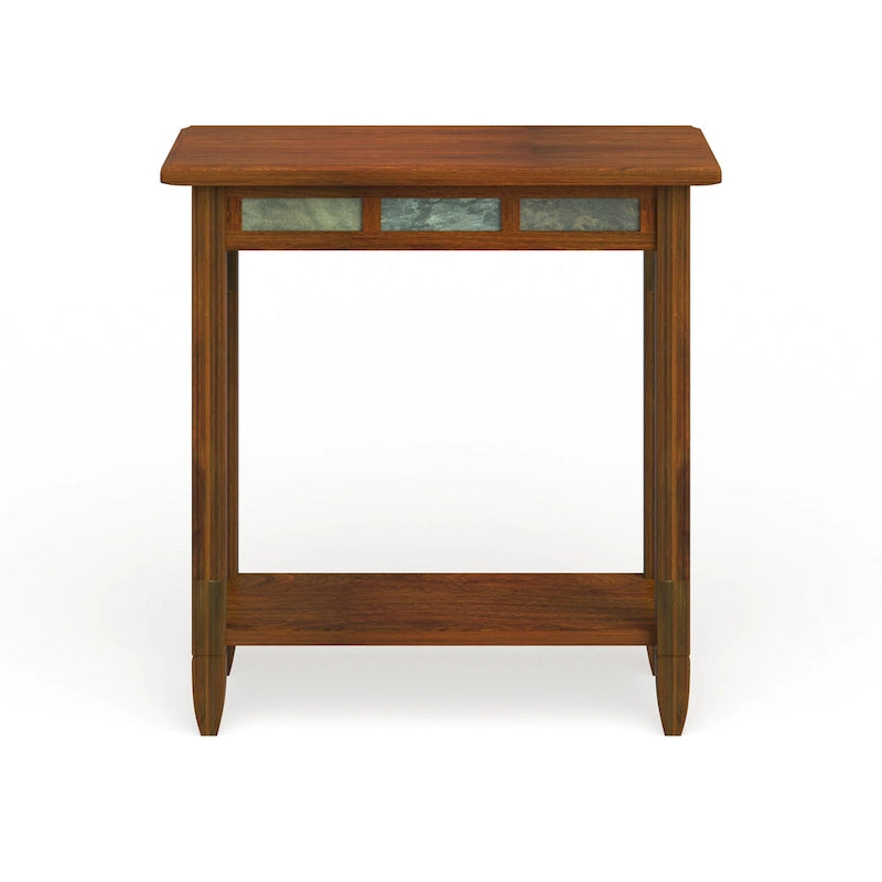 Table d'appoint rustique en ardoise avec ports de charge USB-C et CA