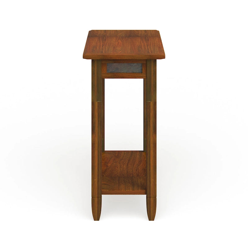Table d'appoint rustique en ardoise avec ports de charge USB-C et CA