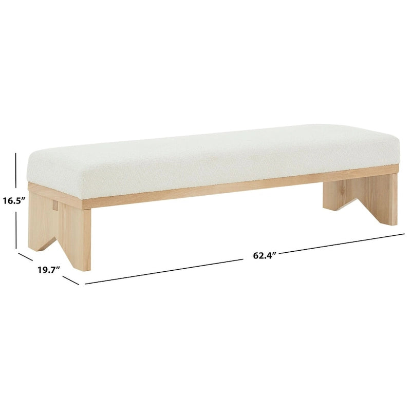 Banc rembourré de style moderne du milieu du siècle en tissu bouclé