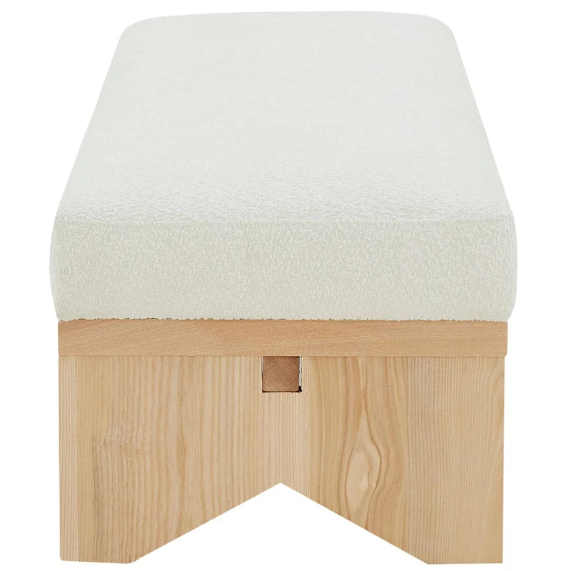 Banc rembourré de style moderne du milieu du siècle en tissu bouclé