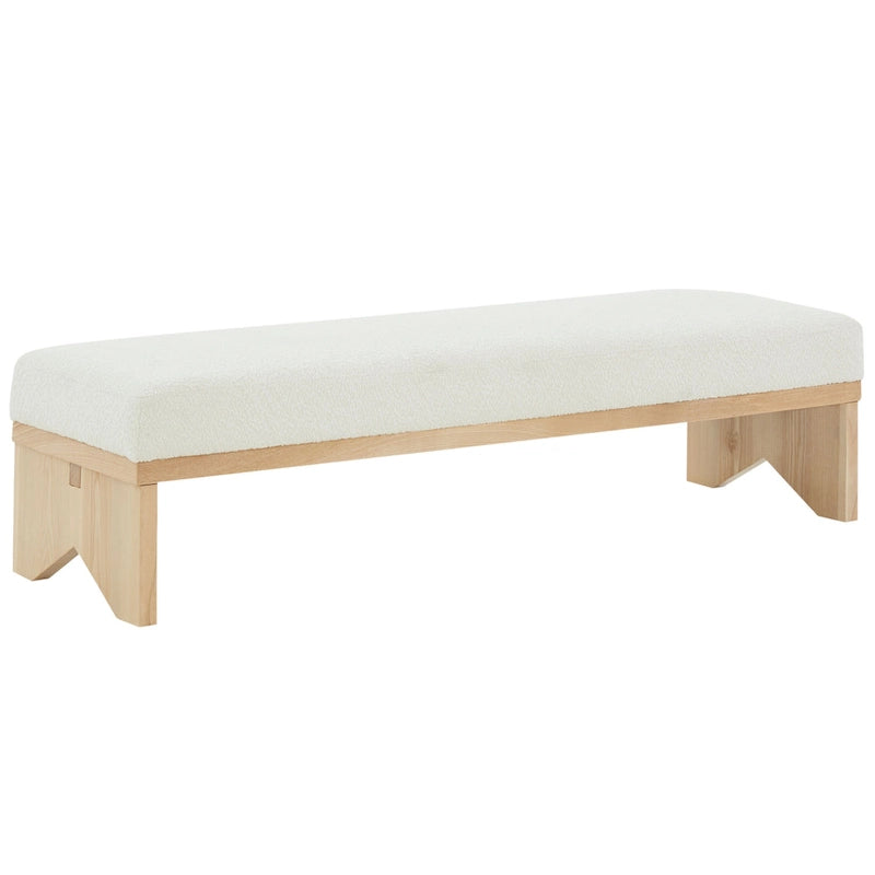 Banc rembourré de style moderne du milieu du siècle en tissu bouclé