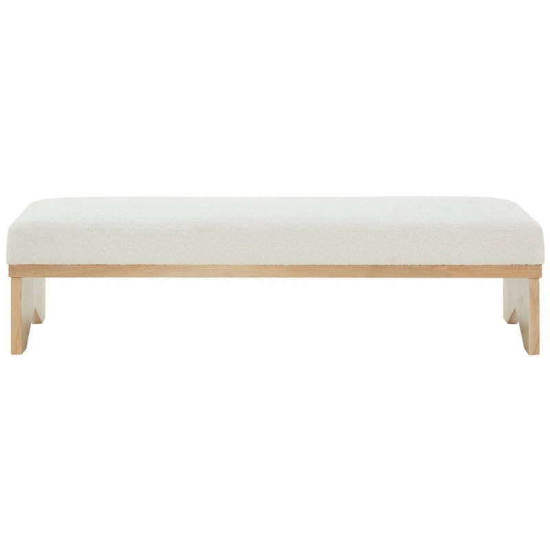 Banc rembourré de style moderne du milieu du siècle en tissu bouclé