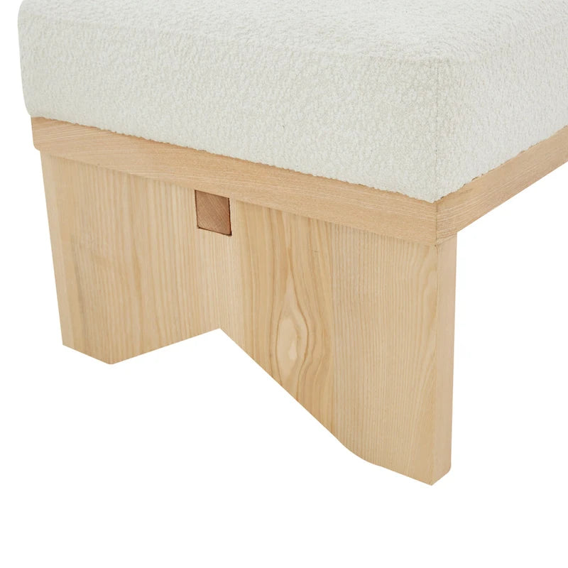 Banc rembourré de style moderne du milieu du siècle en tissu bouclé