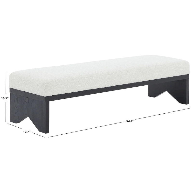 Banc rembourré de style moderne du milieu du siècle en tissu bouclé