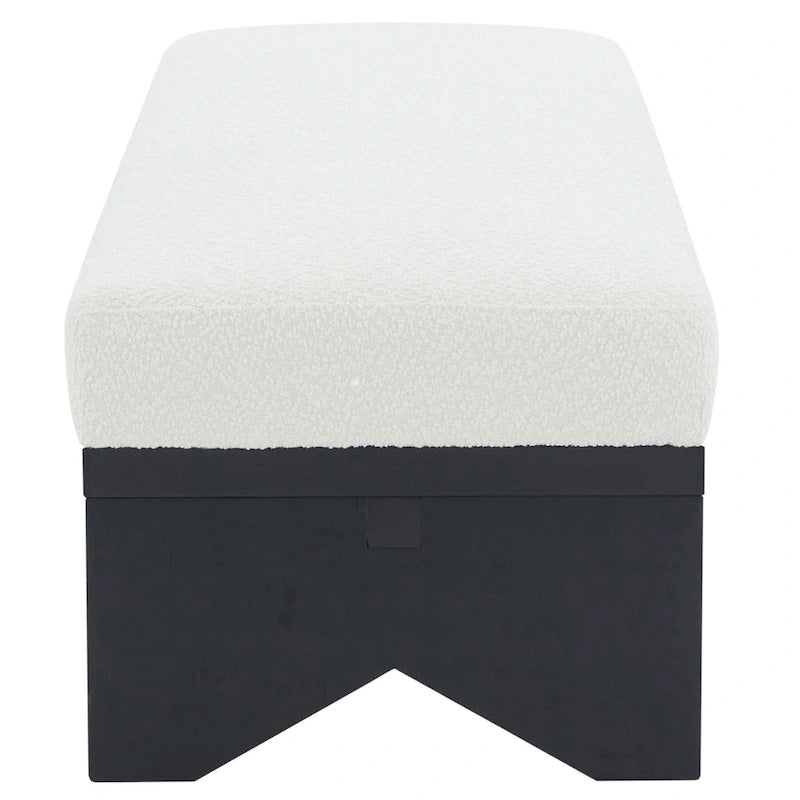 Banc rembourré de style moderne du milieu du siècle en tissu bouclé