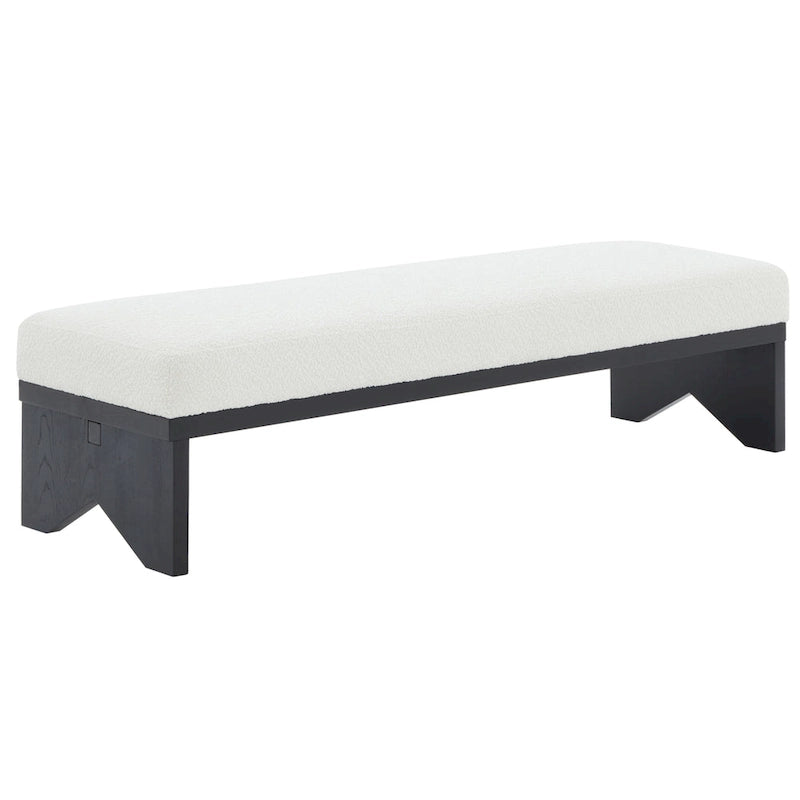 Banc rembourré de style moderne du milieu du siècle en tissu bouclé