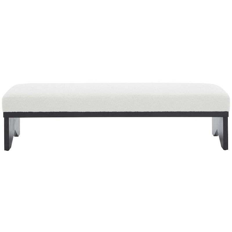 Banc rembourré de style moderne du milieu du siècle en tissu bouclé