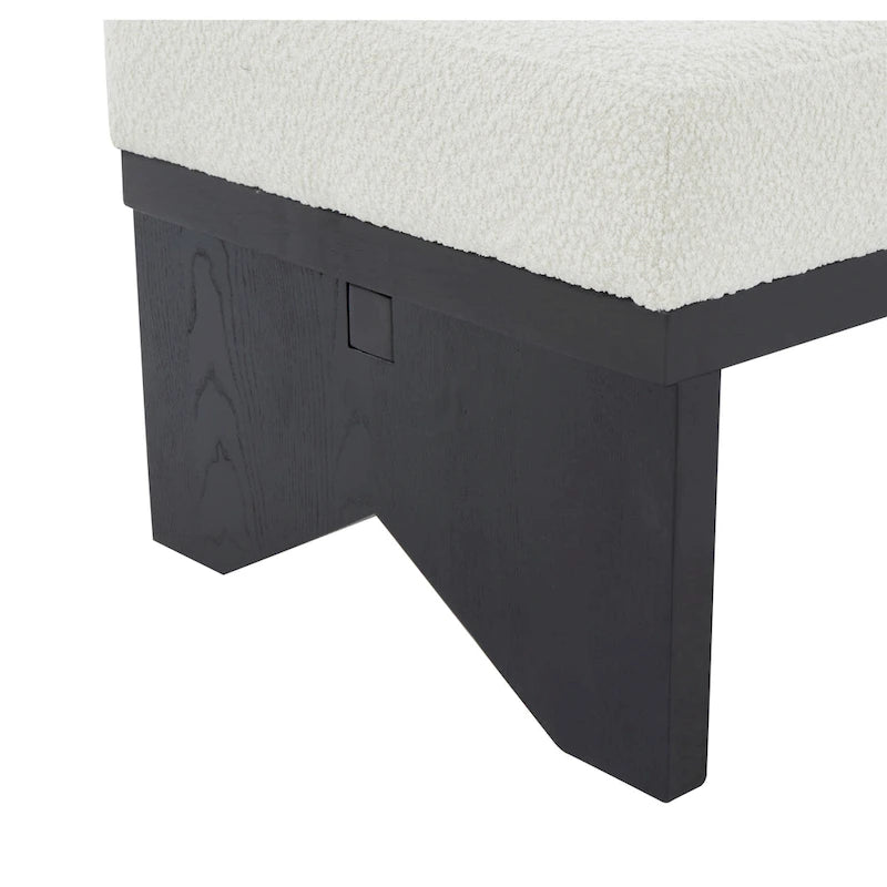 Banc rembourré de style moderne du milieu du siècle en tissu bouclé