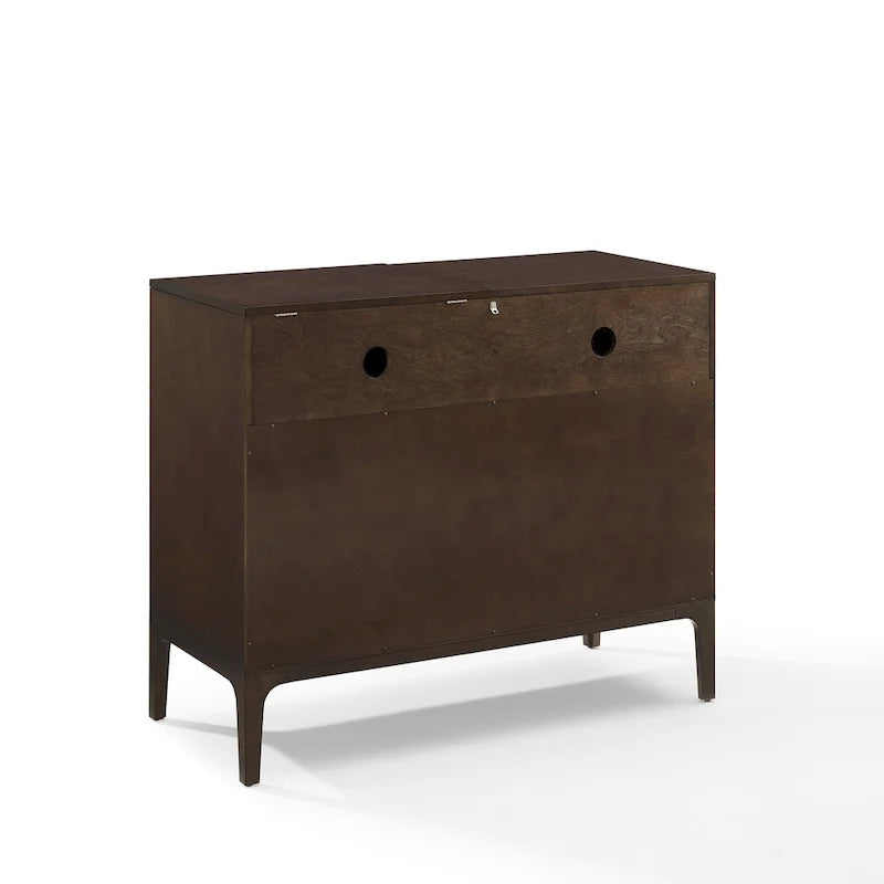 Console pour supports d'enregistrement avec portes coulissantes à lattes