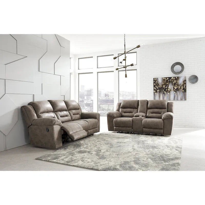 Canapé inclinable double contemporain en similicuir