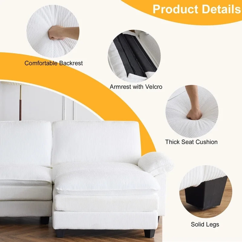 Canapé deux places en chenille avec pouf