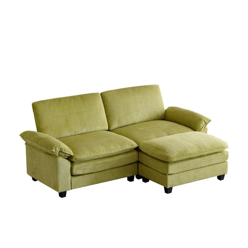 Canapé deux places en chenille avec pouf