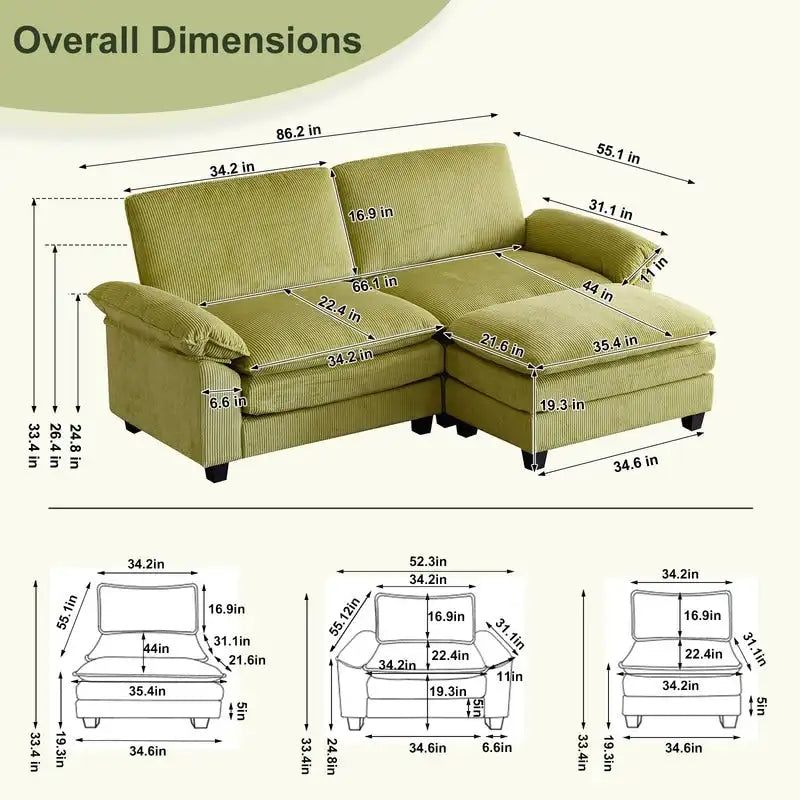 Canapé deux places en chenille avec pouf