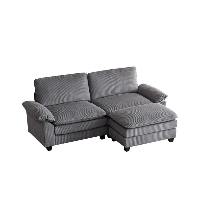 Canapé deux places en chenille avec pouf