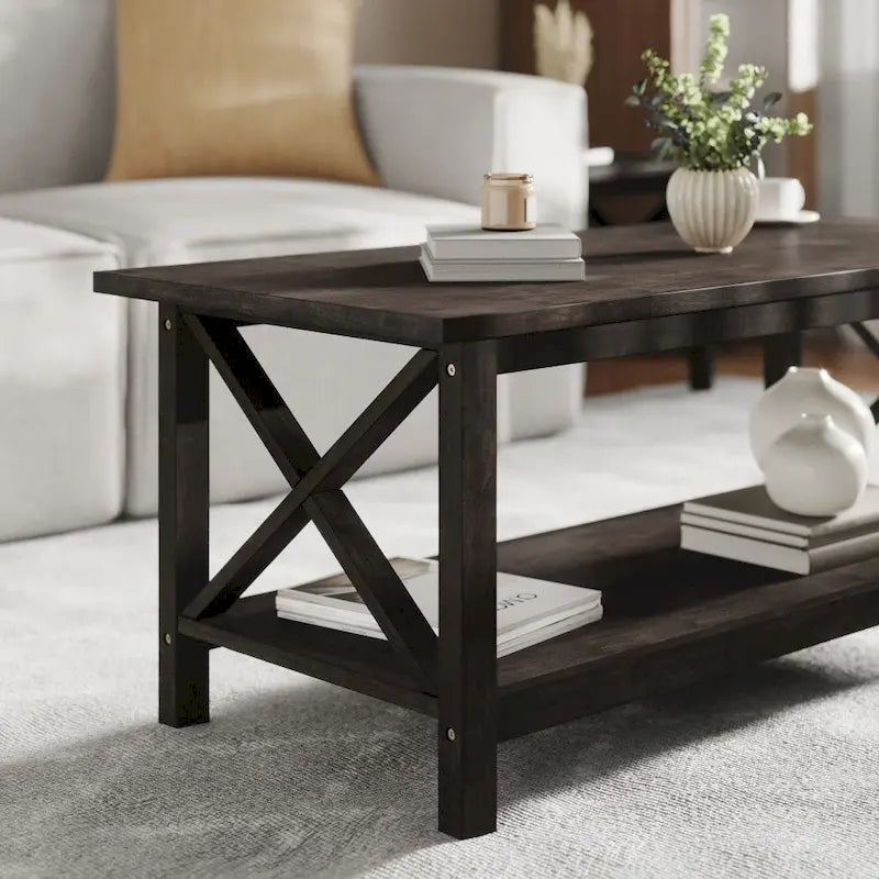 Table basse de ferme traditionnelle en bois massif