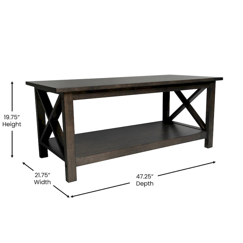 Table basse de ferme traditionnelle en bois massif