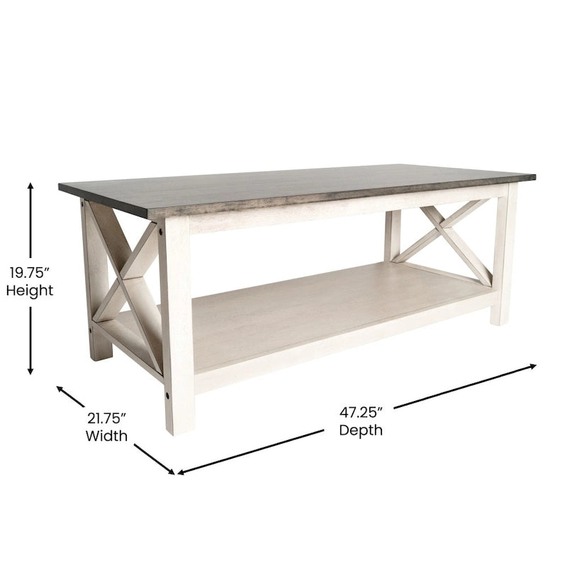 Table basse de ferme traditionnelle en bois massif