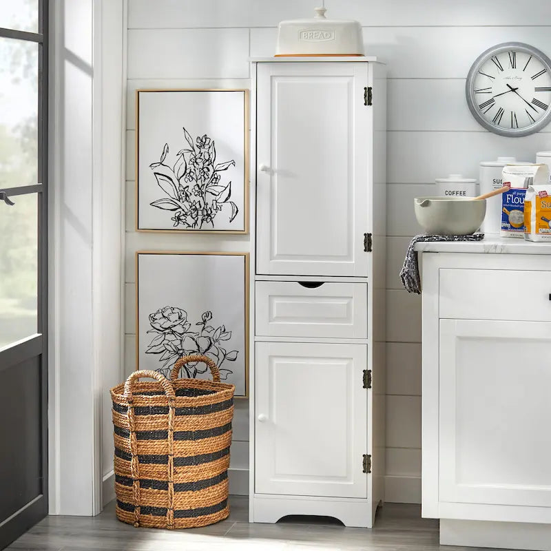 Meuble de garde-manger style ferme moderne avec étagères réglables