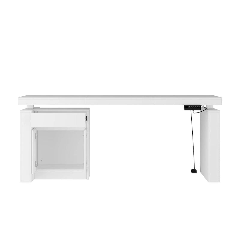 Bureau réglable en hauteur de 180 cm avec armoire de rangement latérale