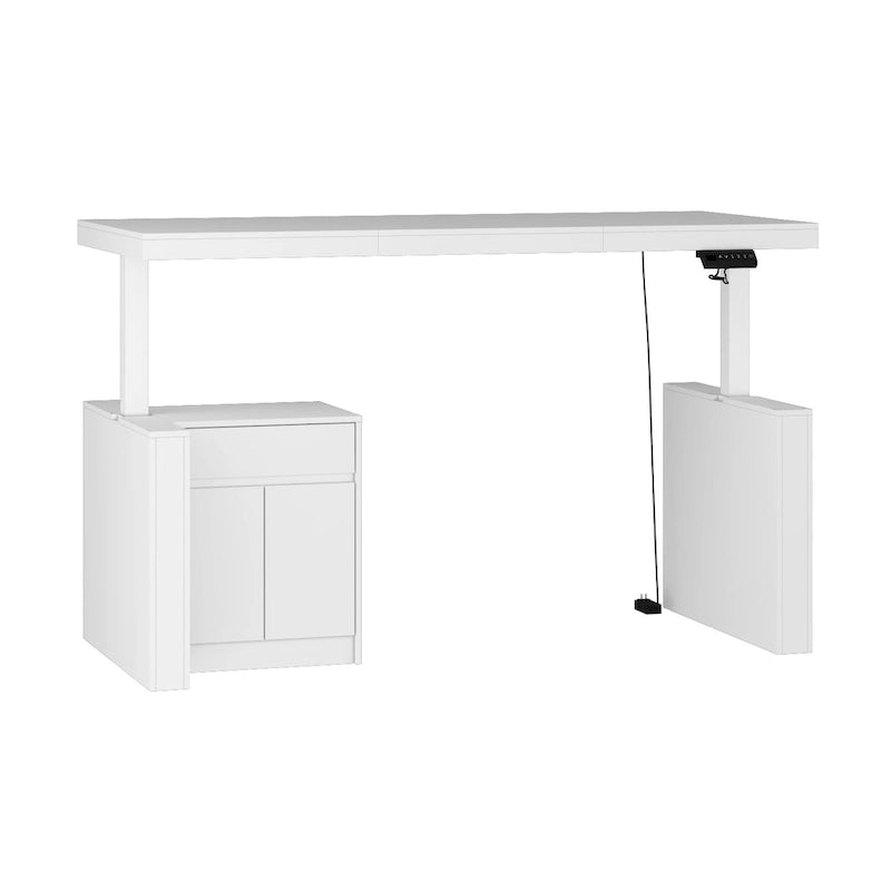 Bureau réglable en hauteur de 180 cm avec armoire de rangement latérale