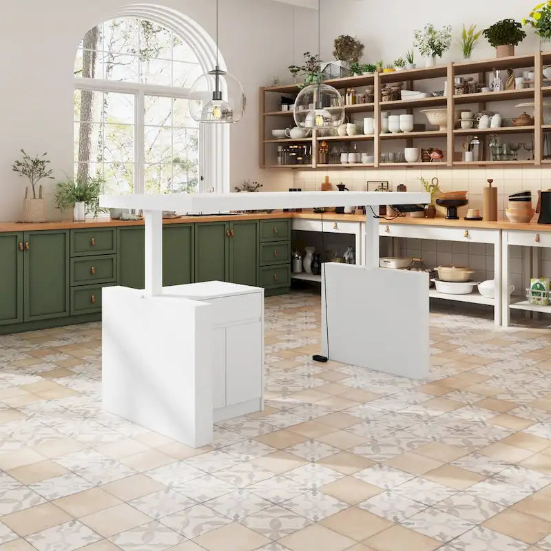 Bureau réglable en hauteur de 180 cm avec armoire de rangement latérale