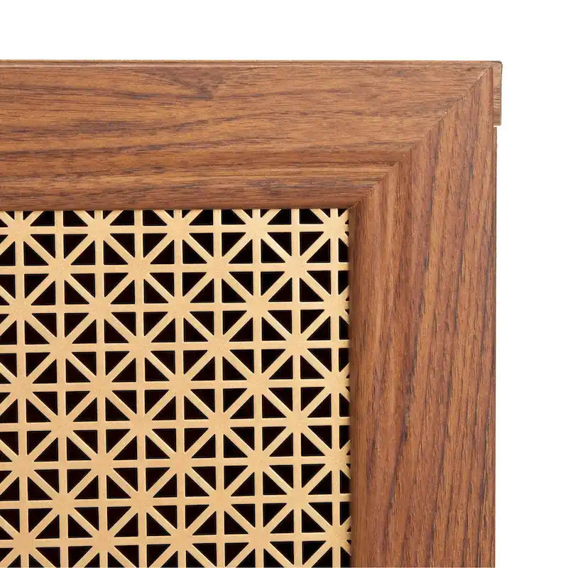 Meuble TV multimédia 4 portes de 160 cm avec portes en maille grillagée dorée