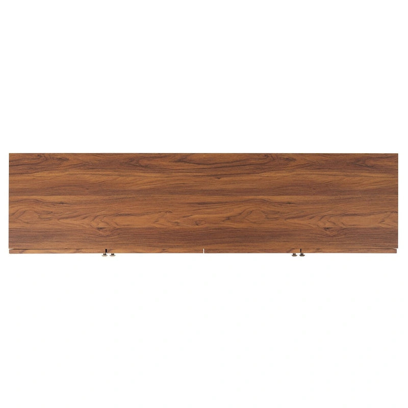 Meuble TV multimédia 4 portes de 160 cm avec portes en maille grillagée dorée
