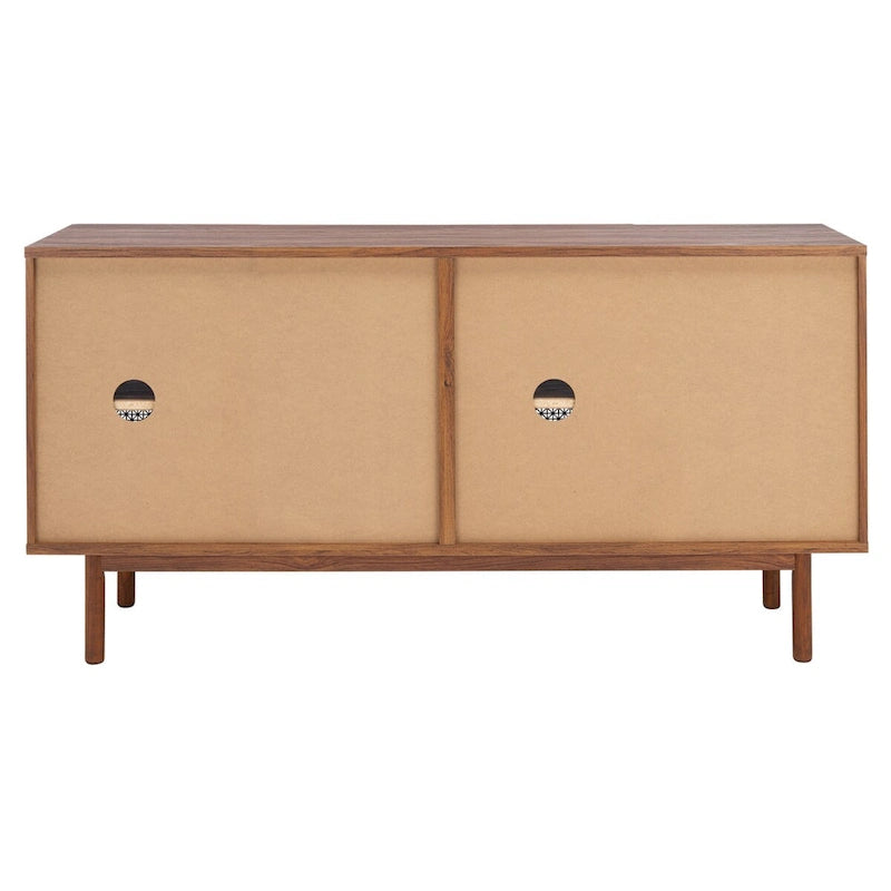 Meuble TV multimédia 4 portes de 160 cm avec portes en maille grillagée dorée